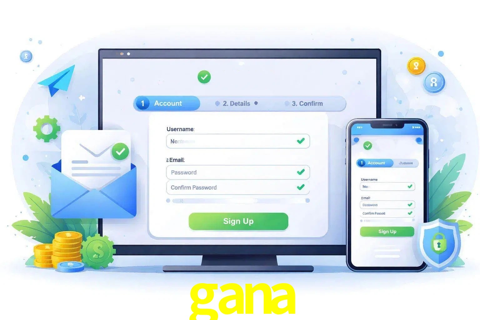 Registro de nuevo usuario y configuración de cuenta gana