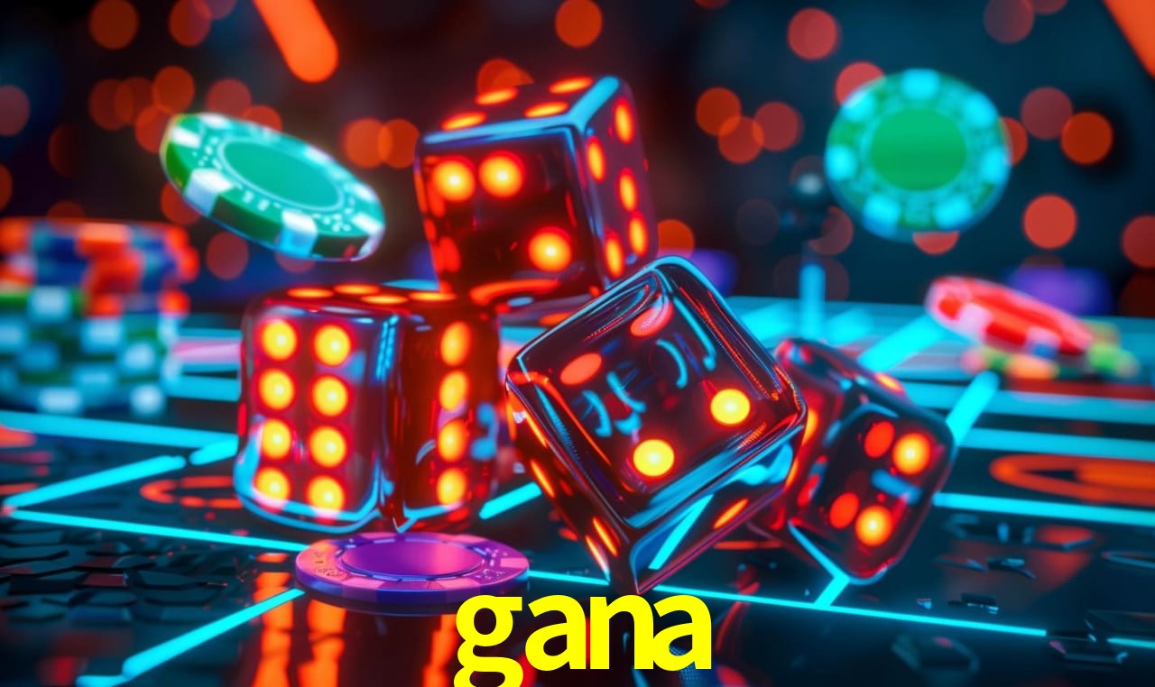 Una escena digital vívida inspirada en casino con gana mostrado prominentemente, luces brillantes, fichas, cartas y acentos dorados.