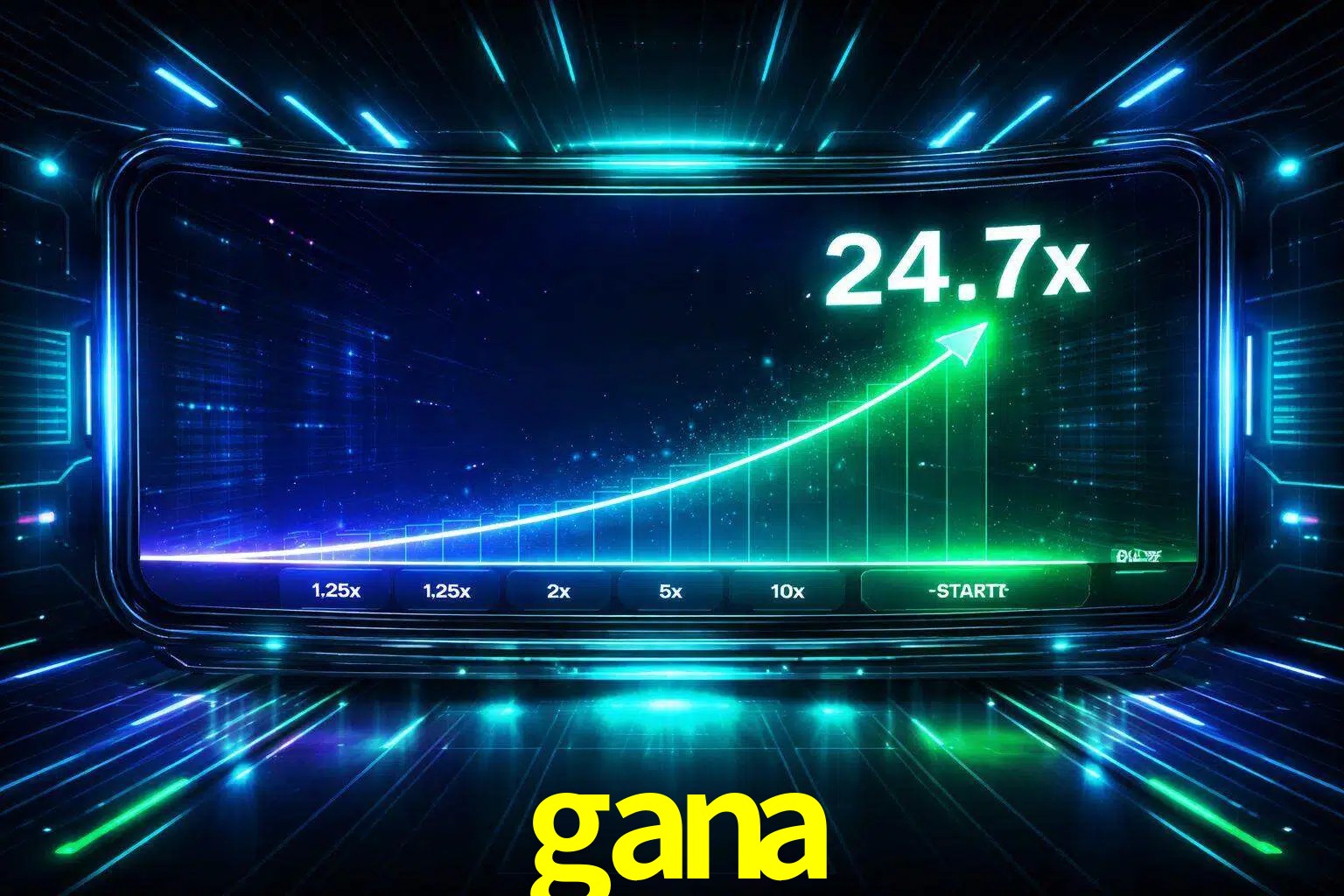 Una pantalla moderna de juego estilo crash con multiplicadores ascendentes, visuales de neón y una interfaz intensa enfocada en la acción.